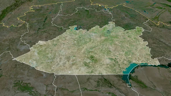 Qaraghandy Regionen Kazakstan Zoomas Och Markeras Satellitbilder Rendering — Stockfoto