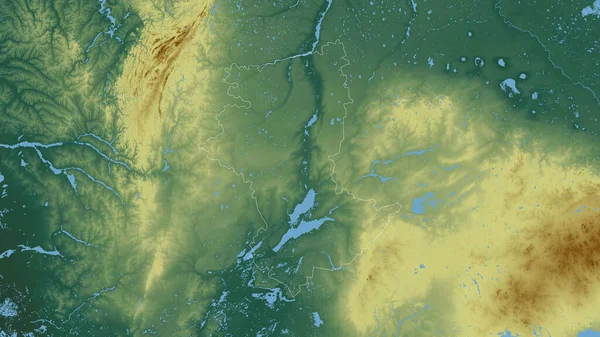 Qostanay Region Kasachstan Farbige Reliefs Mit Seen Und Flüssen Umrissen — Stockfoto