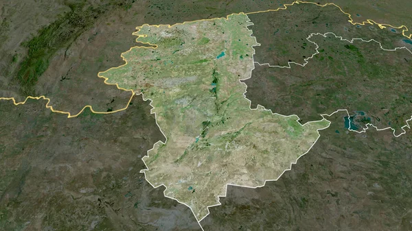 哈萨克斯坦Qostanay地区有所扩大和突出 卫星图像 3D渲染 — 图库照片