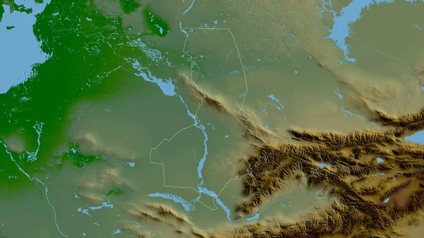 Cazaquistão Sul Região Cazaquistão Dados Sombreamento Coloridos Com Lagos Rios — Fotografia de Stock