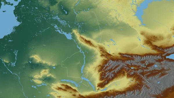 Zuid Kazachstan Regio Kazachstan Gekleurd Reliëf Met Meren Rivieren Vorm — Stockfoto