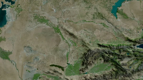 Südkasachstan Region Kasachstan Satellitenbilder Umrissen Gegen Das Land Rendering — Stockfoto