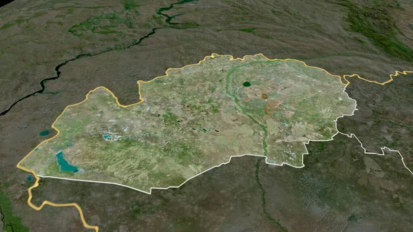 西哈萨克斯坦 哈萨克斯坦的区域放大和突出 卫星图像 3D渲染 — 图库照片