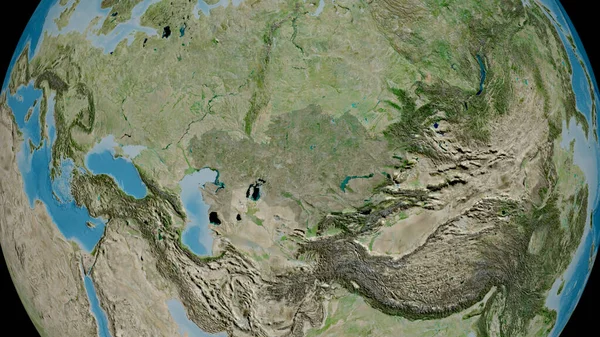 Kazachstán Přiblížil Sousedil Satelitní Snímky Vykreslování — Stock fotografie