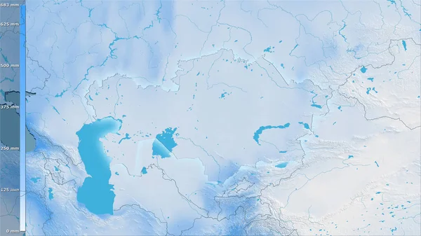 Précipitations Des Quartiers Les Froids Région Kazakhstan Dans Projection Stéréographique — Photo