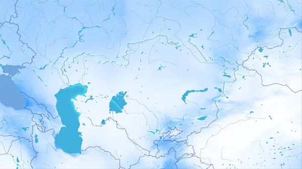 Kazakhstan area on the annual precipitation map in the stereographic projection - raw composition of raster layers with light glowing outline