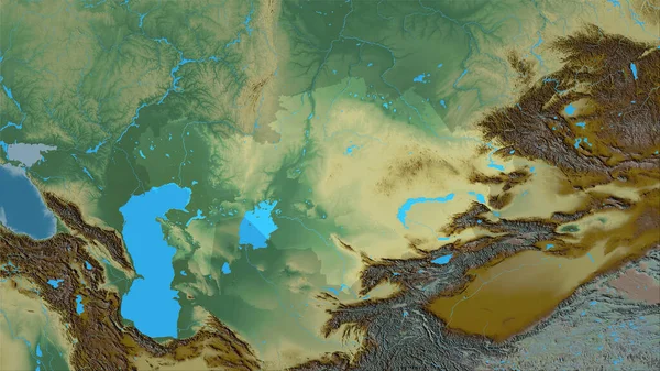 Kazakhstan Sur Carte Topographique Relief Dans Projection Stéréographique Composition Brute — Photo