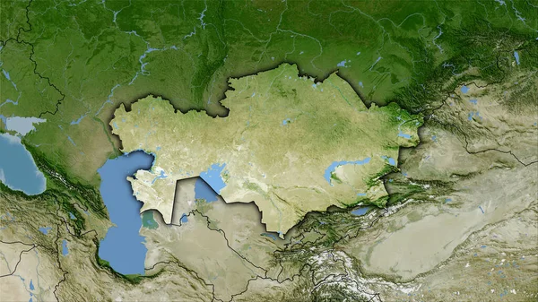 Área Cazaquistão Mapa Satélite Projeção Estereográfica Composição Bruta Camadas Raster — Fotografia de Stock