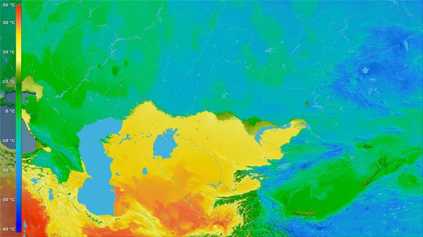 Température Moyenne Quartier Chaud Région Kazakhstan Dans Projection Stéréographique Avec — Photo