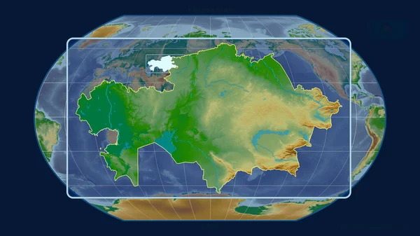 Inzoomd Met Het Oog Kazachstan Schets Met Perspectief Lijnen Tegen — Stockfoto