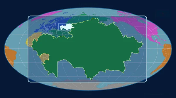Przybliżone Spojrzenie Kazachstanu Zarys Linii Perspektywicznych Stosunku Globalnej Mapy Projekcji — Zdjęcie stockowe