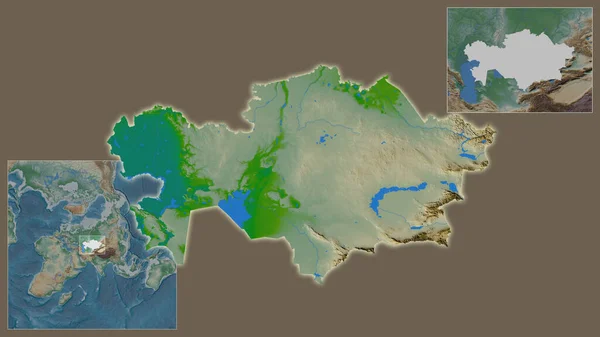 Primer Plano Kazajstán Ubicación Región Centro Mapa Mundial Gran Escala — Foto de Stock