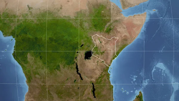 肯尼亚 邻里关系 遥远的远景与国家的轮廓 卫星图像 — 图库照片