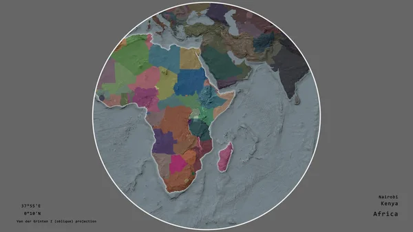 Территория Кении Сосредоточена Круге Окружающем Континент Ненасыщенном Фоне Приведены Основные — стоковое фото
