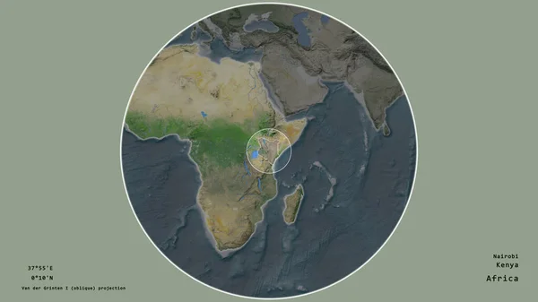 Zona Kenia Marcada Con Círculo Mapa Gran Escala Del Continente — Foto de Stock