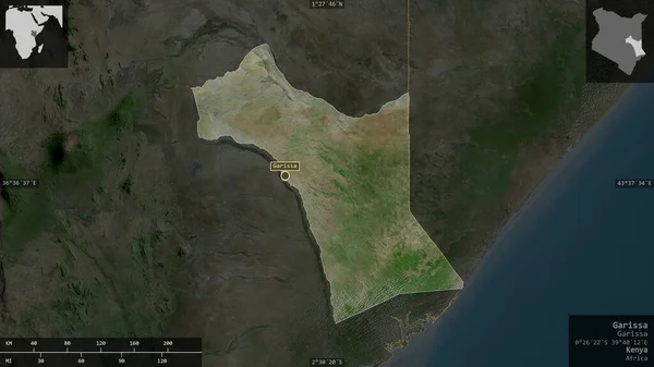 Garissa Provincie Kenia Satellietbeelden Vorm Gepresenteerd Tegen Zijn Landelijk Gebied — Stockfoto