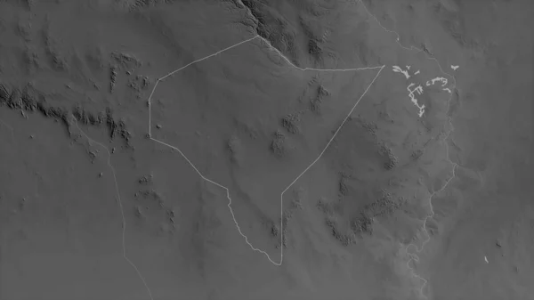 Mandera Hrabstwo Kenia Mapa Szarości Jeziorami Rzekami Kształt Nakreślony Stosunku — Zdjęcie stockowe