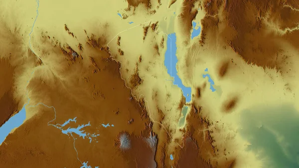Turkana Kreis Kenia Farbige Reliefs Mit Seen Und Flüssen Umrissen — Stockfoto