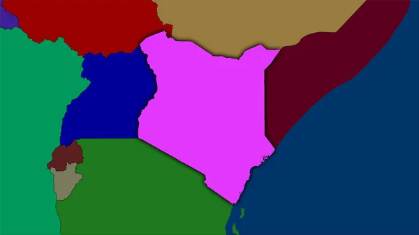 Area Kenya Sulla Mappa Delle Divisioni Amministrative Nella Proiezione Stereografica — Foto Stock