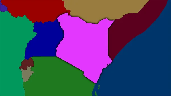 Kenya Area Administrative Divisions Map Stereographic Projection Raw Composition Raster — Stock Photo, Image