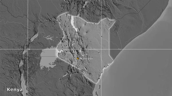 Obszar Kenii Dwupoziomowej Mapie Elewacji Projekcji Stereograficznej Kompozycja Główna — Zdjęcie stockowe