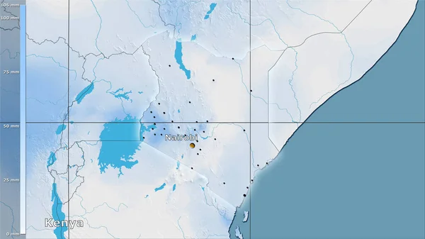 Neerslag Van Droogste Maand Kenia Gebied Stereografische Projectie Met Legende — Stockfoto
