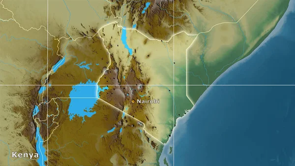 Obszar Kenii Topograficznej Mapie Reliefu Projekcji Stereograficznej Kompozycja Główna — Zdjęcie stockowe
