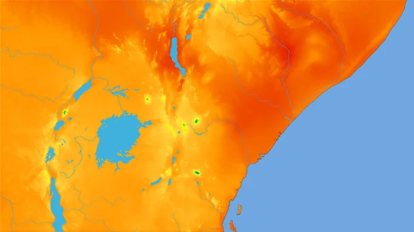 Kenya Területe Éves Hőmérsékleti Térképen Sztereográfiai Vetítés Nyers Összetétele Raszterrétegek — Stock Fotó
