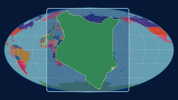 Vista Ampliada Del Esquema Kenia Con Líneas Perspectiva Contra Mapa — Foto de Stock