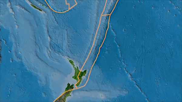 Tectonic Plattor Gränser Satelliten Karta Över Områden Närheten Kermadec Plattan — Stockfoto