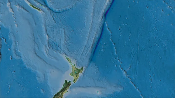 Okolice Płyty Tektonicznej Kermadec Mapie Topograficznej Projekcji Van Der Grinten — Zdjęcie stockowe