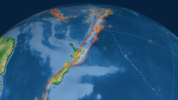Kermadec Tektoniska Plattan Beskrivs Jordklotet Färg Fysisk Karta Rendering — Stockfoto