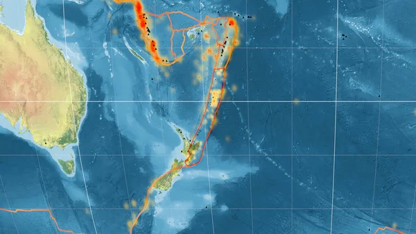 カーマデック テクトニック プレートは カヴァライスキーの投影における世界地形図について概説した 3Dレンダリング — ストック写真