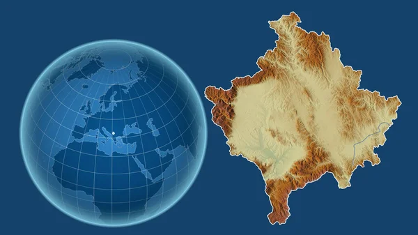 Kosovo Globo Con Forma Del Paese Mappa Ingrandita Con Suo — Foto Stock