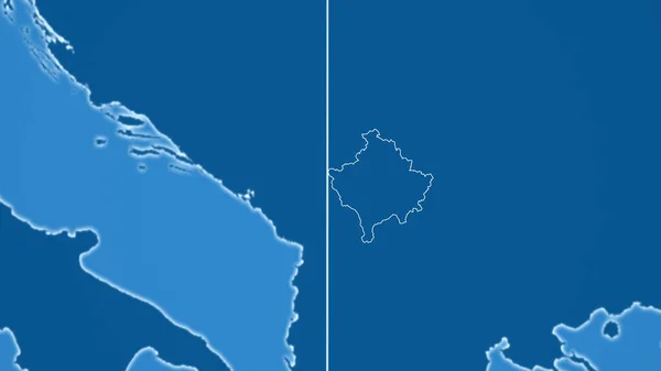 Kosowo Sąsiedztwo Odległa Perspektywa Zarysem Kraju Tylko Kształty Maska Lądowa — Zdjęcie stockowe
