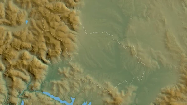 科索沃区的Dakovica 湖泊和河流的彩色阴影数据 形状与它的国家相对应 3D渲染 — 图库照片