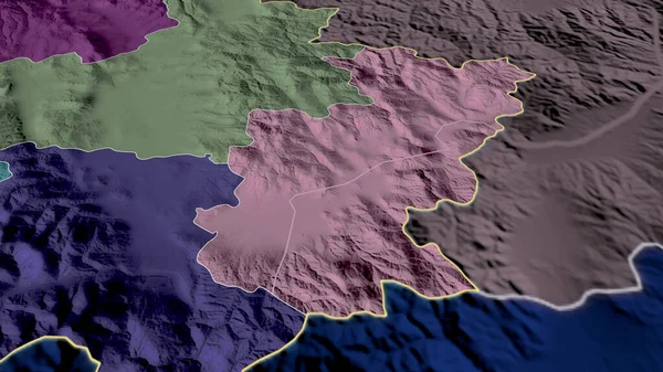 Gnjilane Koszovó Kerülete Nagyítva Kiemelve Közigazgatási Egység Színes Egyenetlen Térképe — Stock Fotó