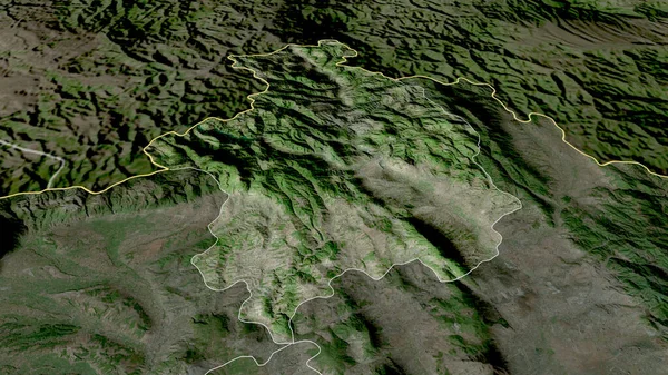 Kosovska Mitrovica District Kosovo Zoomed Highlighted Satellite Imagery Rendering — Stock Photo, Image