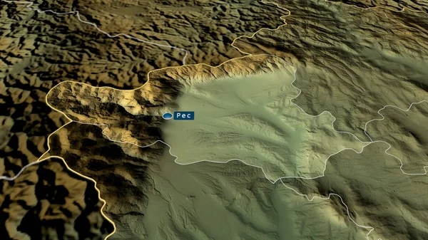 Pecki Distrito Kosovo Zoomed Destacó Con Capital Características Principales Del — Foto de Stock