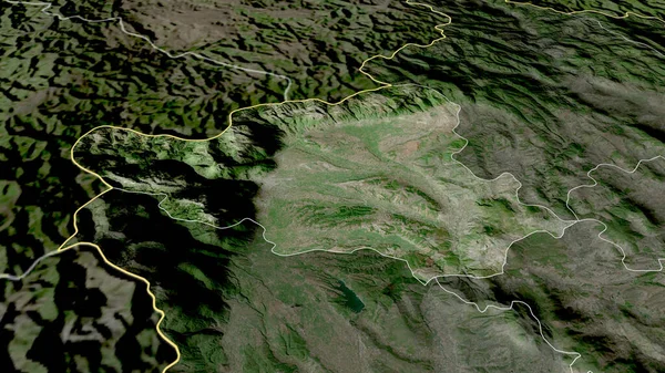 Pecki District Kosovo Zoomed Highlighted Satellite Imagery Rendering — Stock Photo, Image