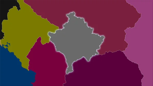 Area Del Kosovo Sulla Mappa Delle Divisioni Amministrative Nella Proiezione — Foto Stock