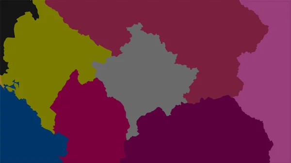 Kosovo Gebiet Auf Der Karte Der Verwaltungsbezirke Der Stereographischen Projektion — Stockfoto