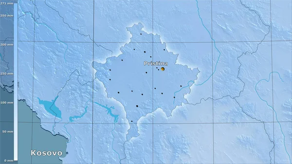 Осадки Самого Сухого Квартала Районе Косова Стереографической Проекции Легендой Главная — стоковое фото