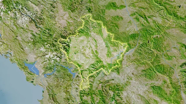 Kosovo Área Satélite Mapa Projeção Estereográfica Composição Bruta Camadas Raster — Fotografia de Stock