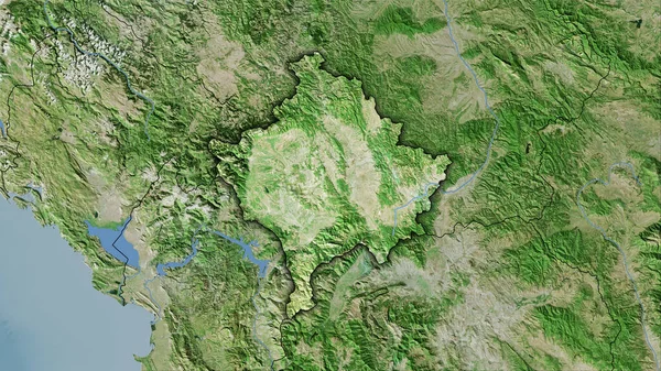 Kosovo Gebied Satelliet Kaart Stereografische Projectie Rauwe Samenstelling Van Rasterlagen — Stockfoto