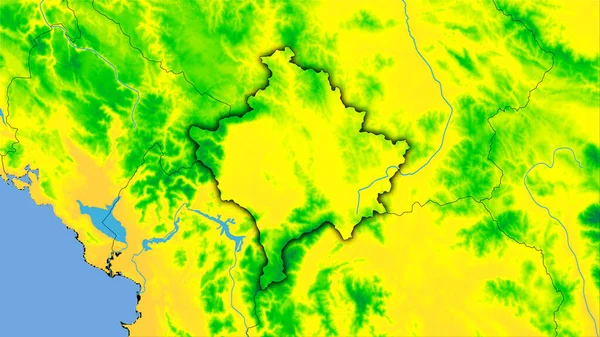 Area Del Kosovo Sulla Mappa Annuale Della Temperatura Nella Proiezione — Foto Stock