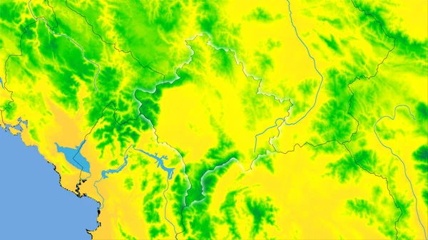 Area Del Kosovo Sulla Mappa Annuale Della Temperatura Nella Proiezione — Foto Stock