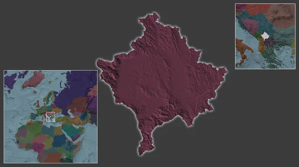 Nahaufnahme Des Kosovo Und Seiner Lage Der Region Und Zentrum — Stockfoto