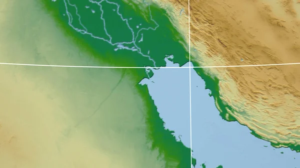 Kuwait Bairro Perspectiva Distante Sem Contorno Cor Mapa Físico — Fotografia de Stock