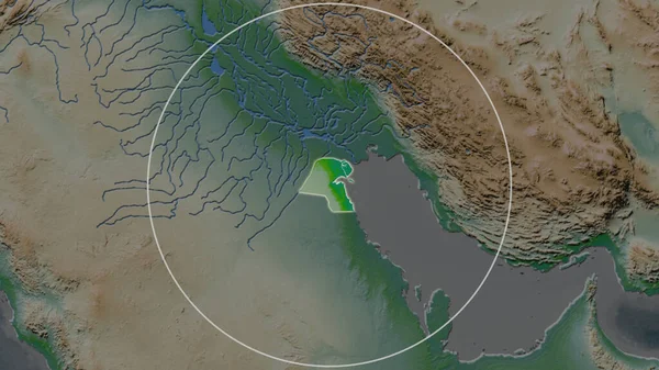 Ampliata Area Del Kuwait Circondata Cerchio Sullo Sfondo Del Suo — Foto Stock